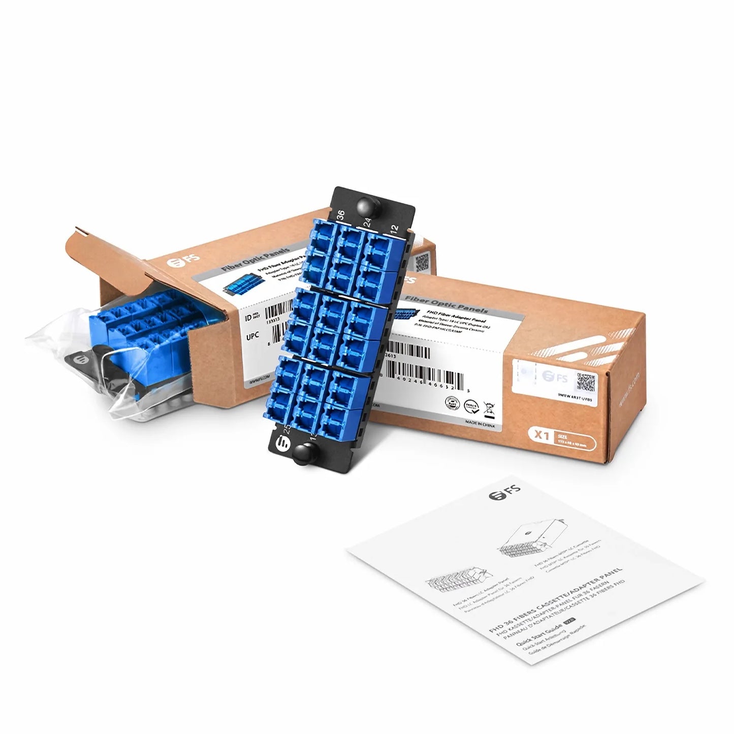 FHD™ Fiber Adapter Panel, 36 Fibers OS2 Single Mode, 18 x Shuttered LC UPC Duplex (Blue) Adapter, Ceramic Sleeve