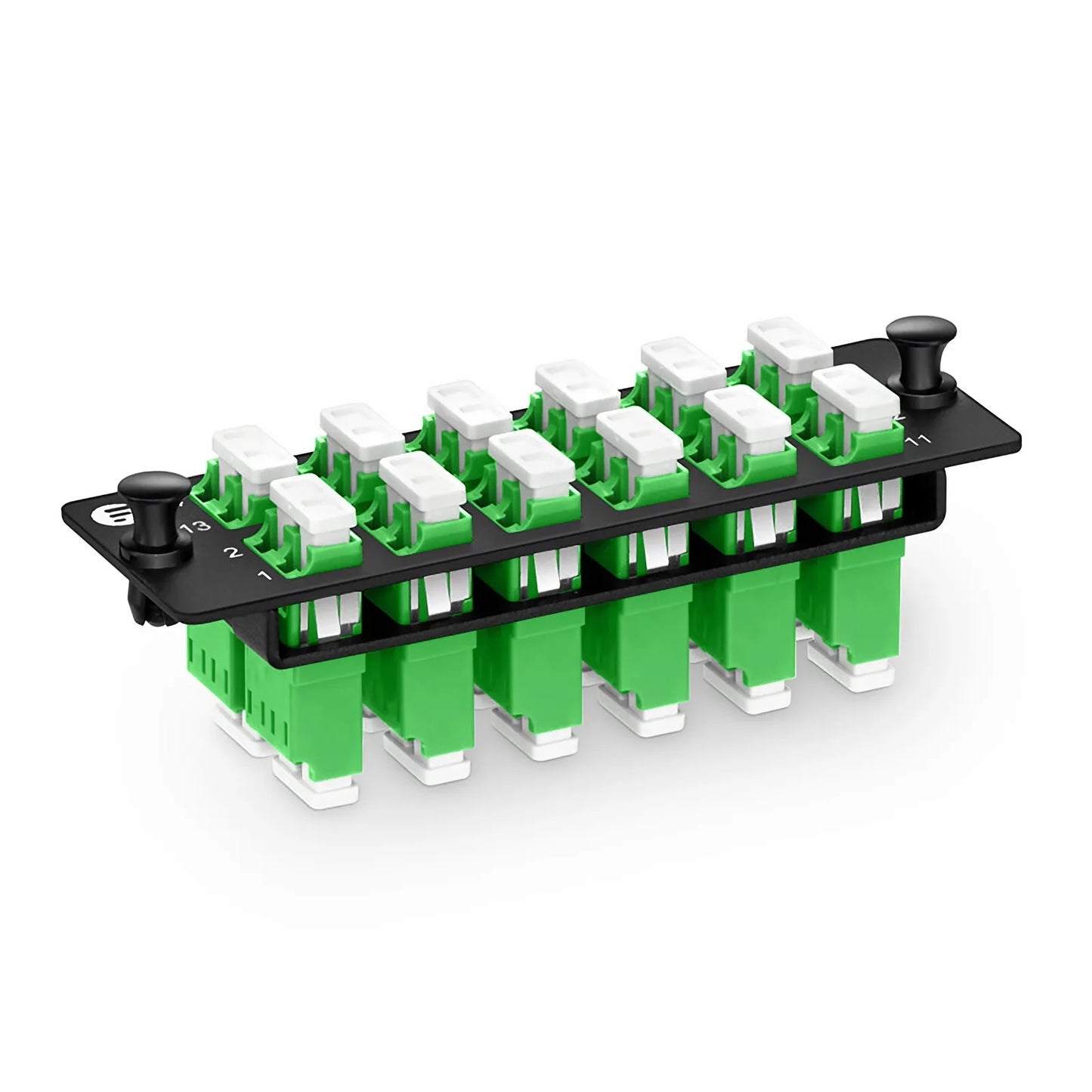 FHD™ Fiber Adapter Panel, 24 Fibers OS2 Single Mode, 12 x LC APC Duplex (Green) Adapter, Ceramic Sleeve