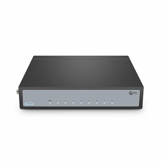 S1900-8T, 8-Port Gigabit Ethernet L2 Unmanaged Switch, 8x 10/100/1000BASE-T RJ45, Metal, Fanless, Desktop/Wall-Mount