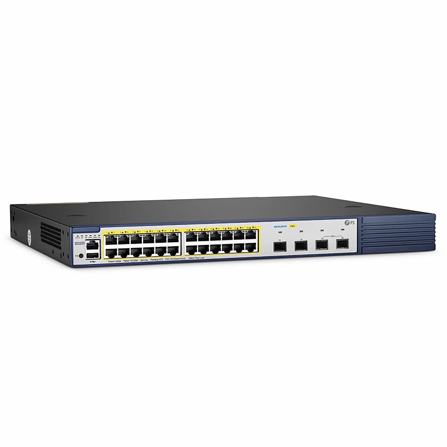 S3410-24TS-P, 24-Port Gigabit Ethernet L2+ PoE+ Switch, 24 x PoE+ Ports @740W, with 2 x 10Gb SFP+ Uplinks and 2 x Combo SFP Ports, PicOS®, Support MLAG, Broadcom Chip
