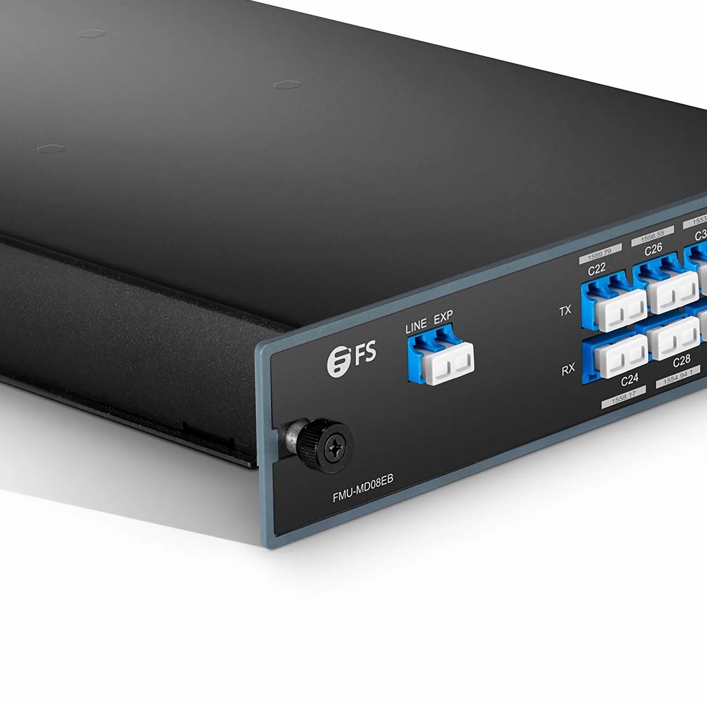 8 Channels DWDM Mux Demux, 100GHz C22-C36, with Expansion Port, 4.2dB Typical IL, LC/UPC, Single Fiber, Side-B, FMU Plug-in Module