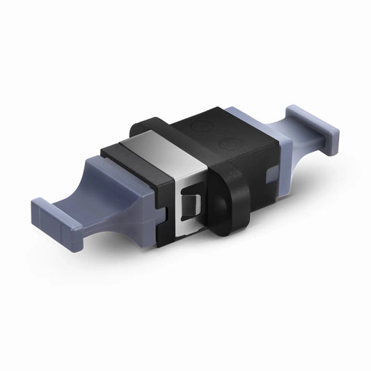 US Conec MTP®/MPO-8/12/24 Black Fiber Optic Adapter/Coupler with Flange, Key Up to Down