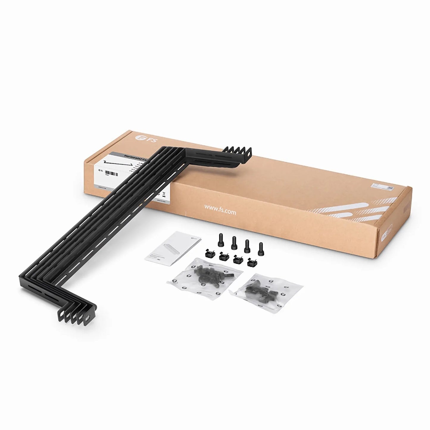 Zero U Horizontal Cable Lacer Bar, L-Shaped with 4.02" Offset, Steel, 5pcs/Pack, for 19" EIA