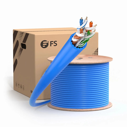 Cat6a Ethernet Bulk Cable, 1000ft (305m), 23AWG Solid Pure Bare Copper Wire, 750MHz, Unshielded (UTP), PVC CMR, with Reel (Blue)