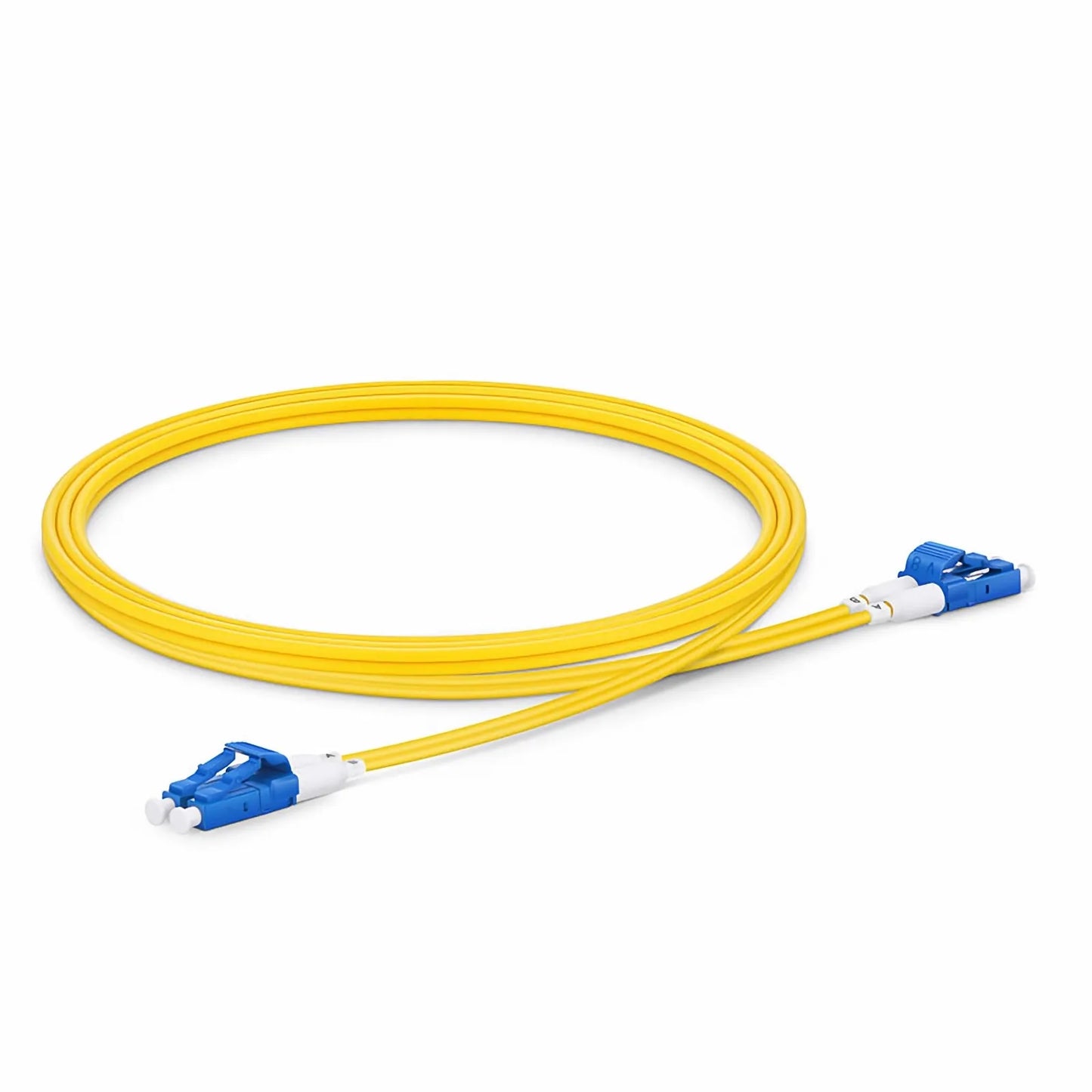 1m (3ft) Fiber Patch Cable, 2 Fibers, Short Boot, LC UPC Duplex to LC UPC Duplex, Single Mode (OS2), Riser (OFNR), 2.0mm, Tight-Buffered, Yellow