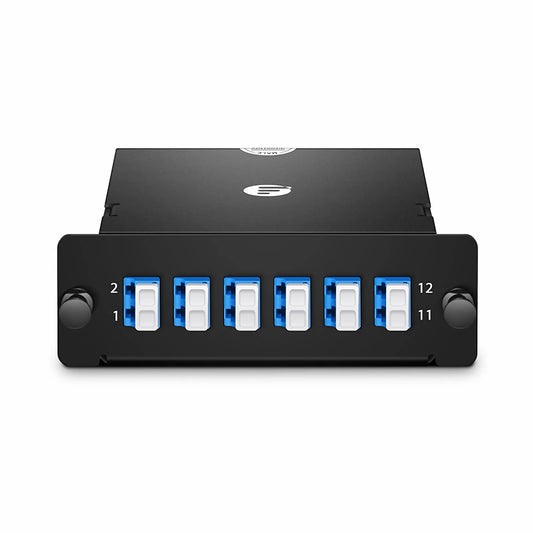 FHD™ MTP®-LC Cassette, OS2 Single Mode, Type A, 12 Fibers, MTP®-12 (Male) to 6 x LC Duplex (Blue), 0.35dB Max.