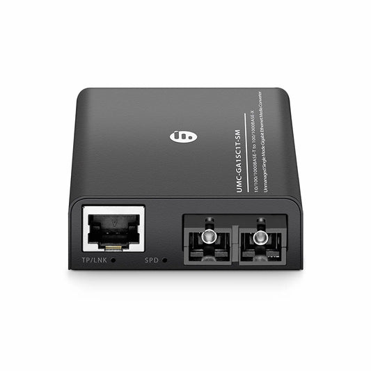 Mini Unmanaged 1x 10/100/1000Base-T RJ45 to 1x 100/1000Base-X Single Mode SC 1310nm 10km Gigabit Ethernet Media Converter, British Plug Standard