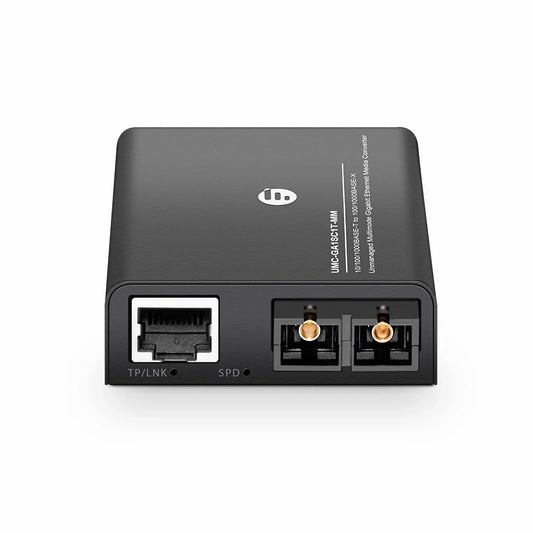 Mini Unmanaged 1x 10/100/1000Base-T RJ45 to 1x 100/1000Base-X Multimode SC 850nm 220/550m Gigabit Ethernet Media Converter, American Plug Standard