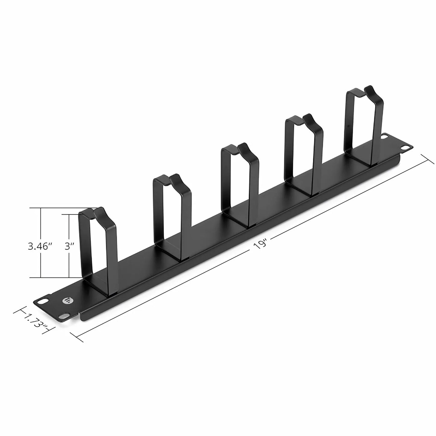 Horizontal Single Sided Manager, 1RU, 5 D-Rings, 3.46 in. Depth