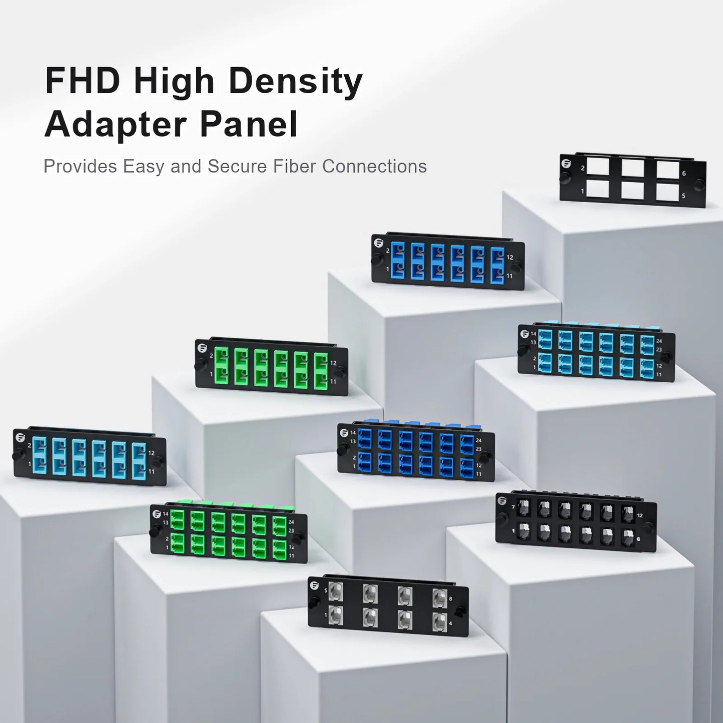 FHD™ Fiber Adapter Panel, OM3/OM4, 8 x MTP®-8/12/24 Key Up to Key Up (Charcoal Gray) Adapter, Type B