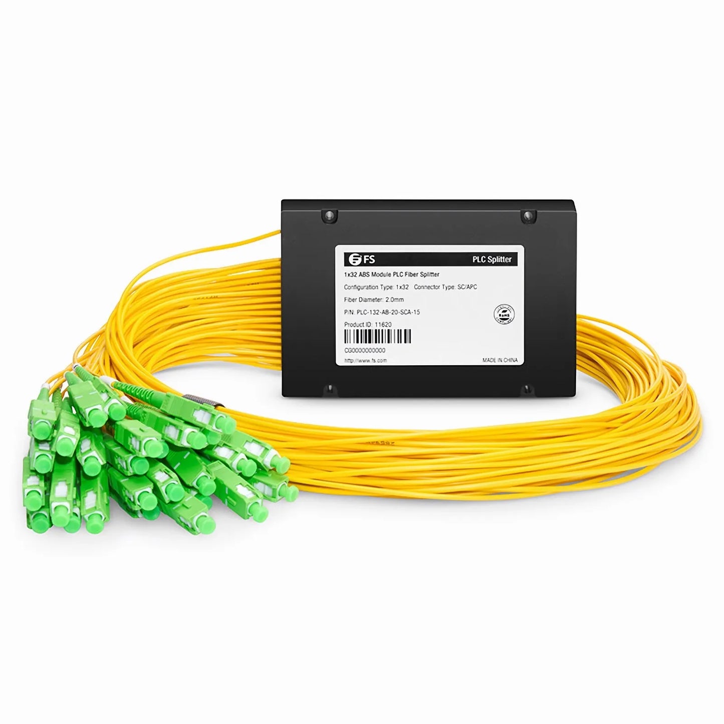 1 x 32 PLC Fiber Splitter, Splice/Pigtailed ABS Module, 2.0mm, SC/APC, Singlemode