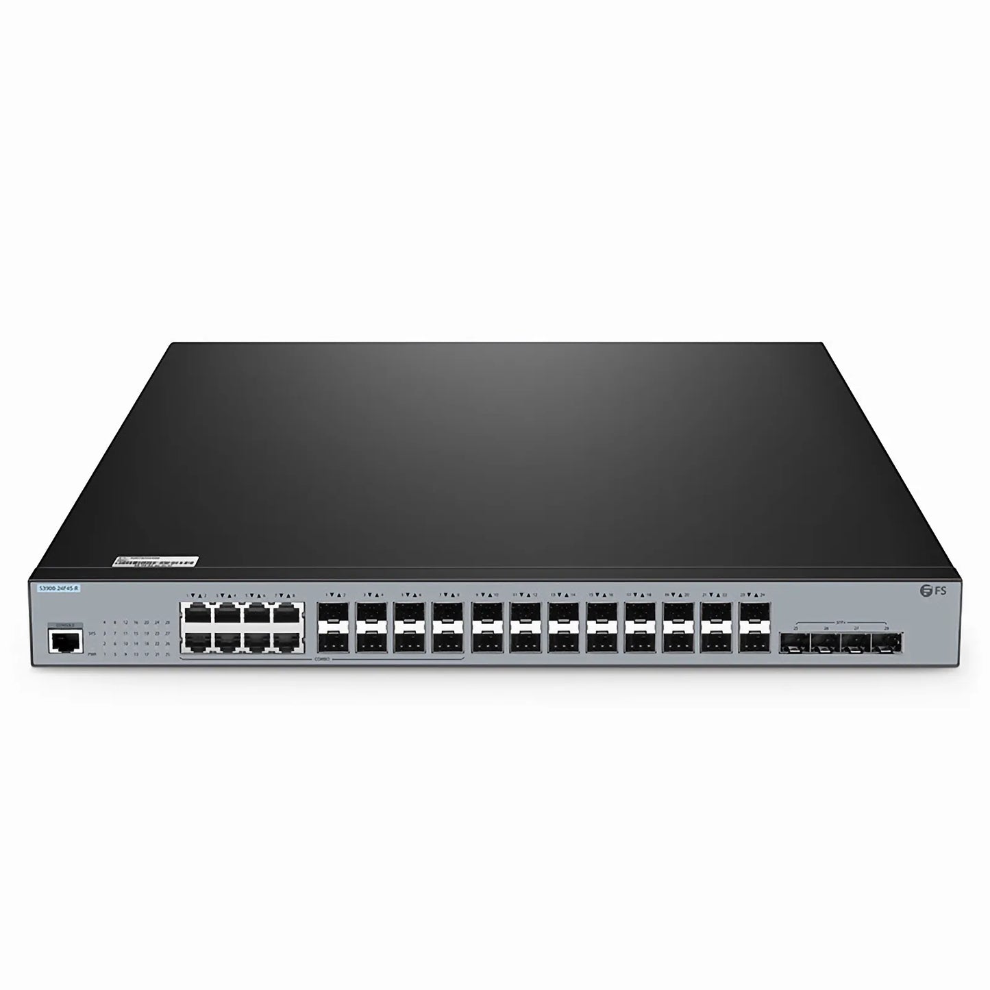 S3900-24F4S-R, 24-Port Gigabit Ethernet L2+ Switch, 16 x 1Gb SFP, 8 x 1Gb RJ45/SFP Combo Ports, with 4 x 10Gb SFP+ Uplinks, Stackable Switch