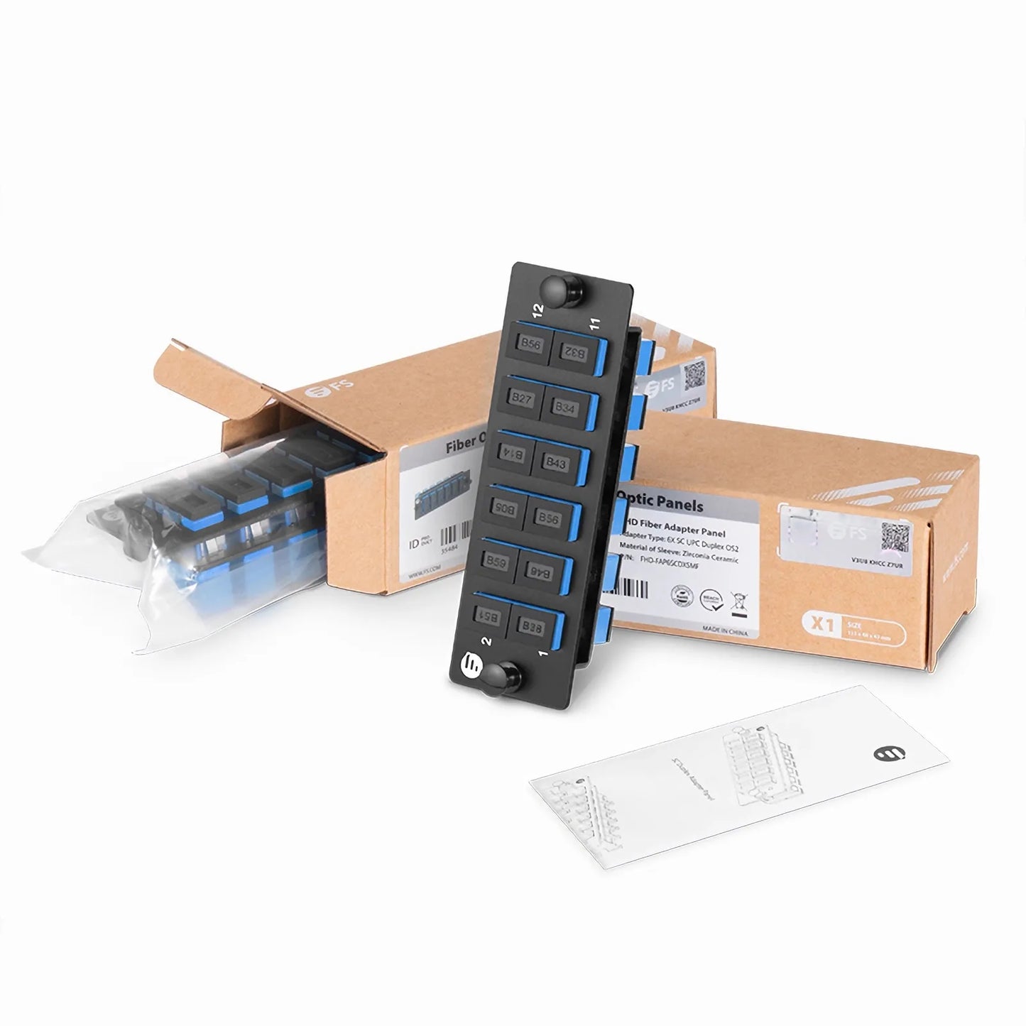 FHD™ Fiber Adapter Panel, 12 Fibers OS2 Single Mode, 6 x SC UPC Duplex (Blue) Adapter, Ceramic Sleeve