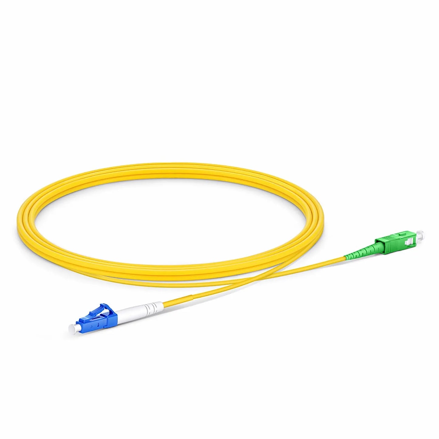 1.5m (5ft) Fiber Patch Cable, 1 Fiber, LC UPC Simplex to SC APC Simplex, Single Mode (OS2), Riser (OFNR), 2.0mm, Tight-Buffered, Yellow