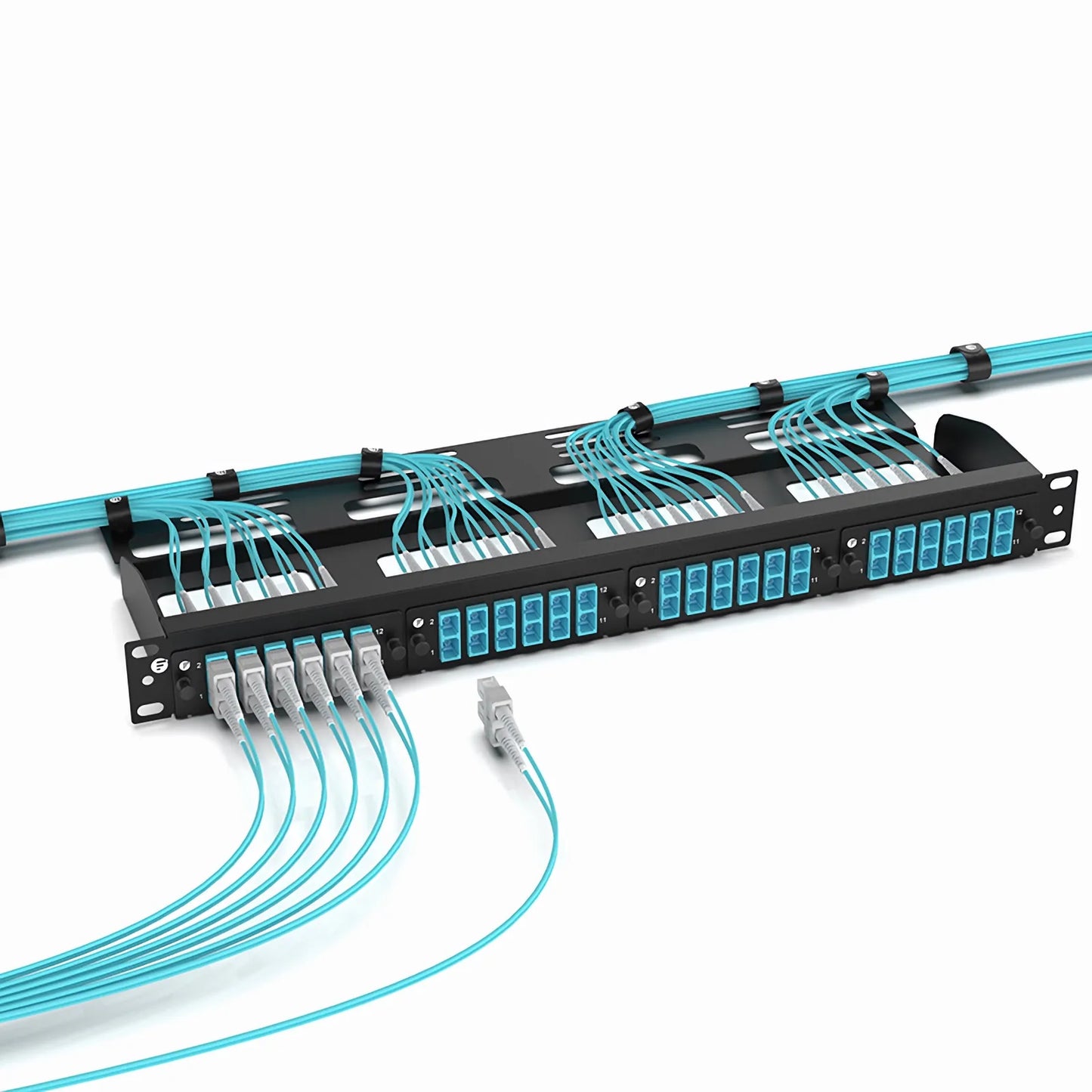 FHD™ Fiber Adapter Panel, 12 Fibers OM4 Multimode, 6 x SC UPC Duplex (Aqua) Adapter, Ceramic Sleeve