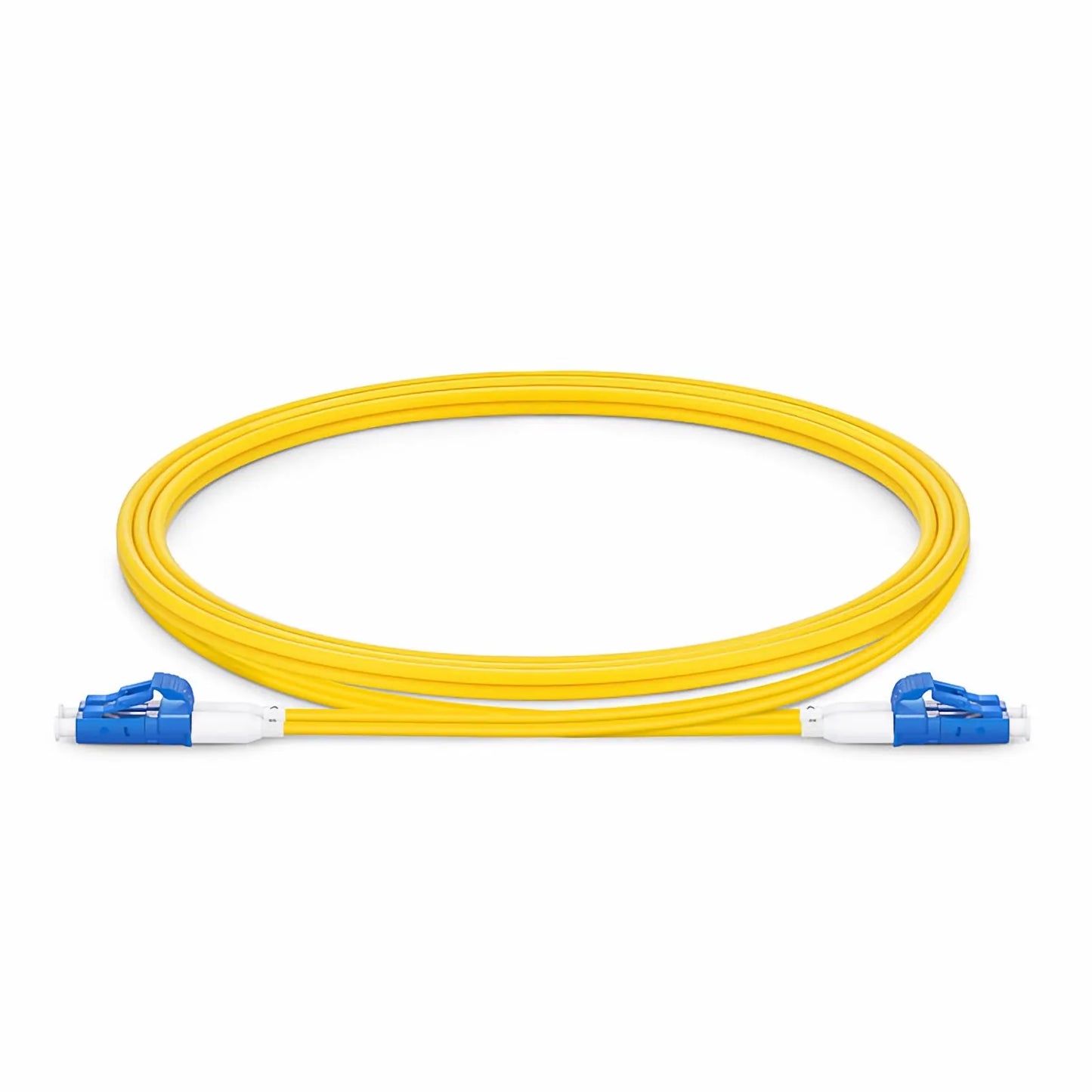 1.5m (5ft) Fiber Patch Cable, 2 Fibers, Short Boot, LC UPC Duplex to LC UPC Duplex, Single Mode (OS2), Riser (OFNR), 2.0mm, Tight-Buffered, Yellow