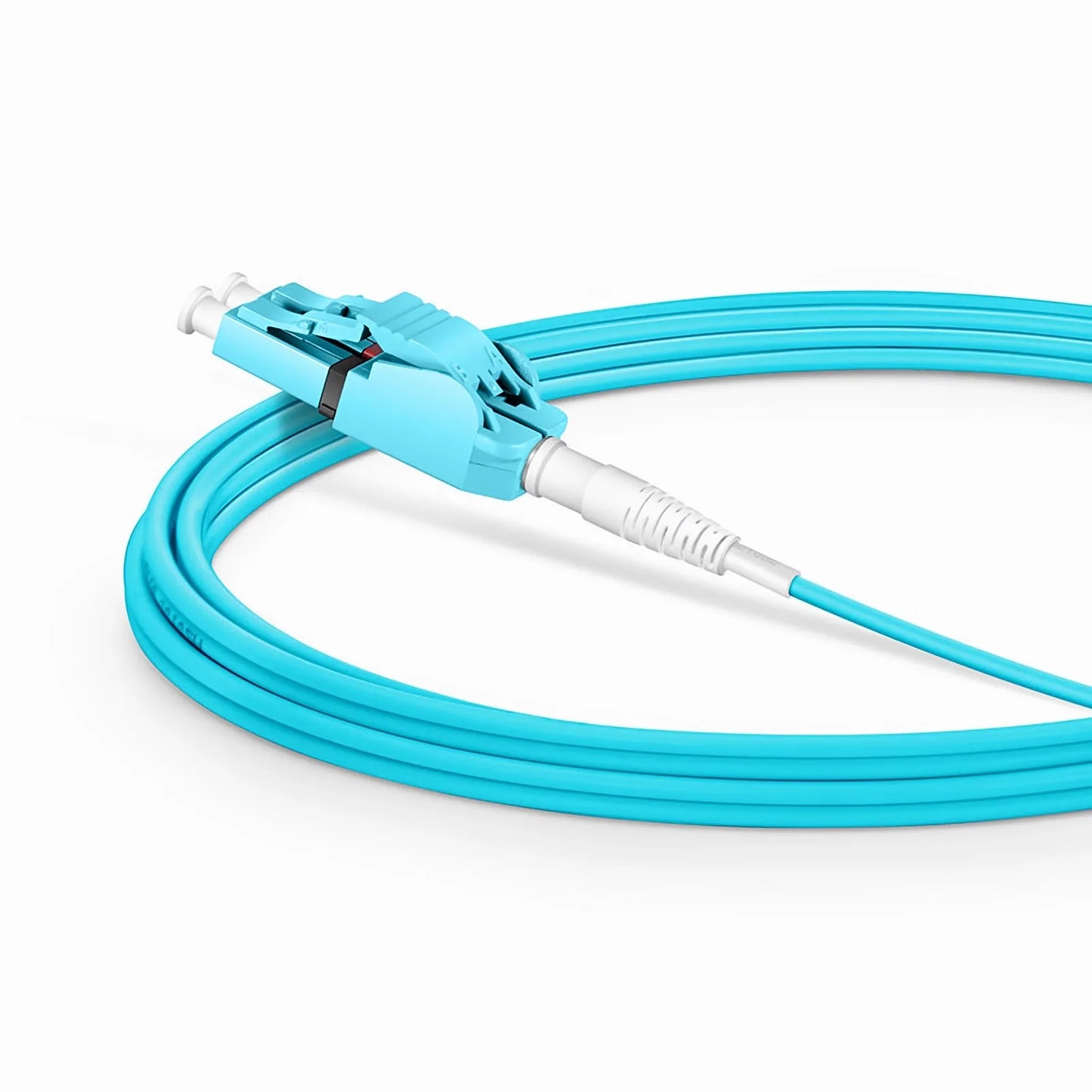 3m (10ft) Fiber Patch Cable, 2 Fibers, LC UPC Duplex to LC UPC Duplex Switchable Clip Uniboot, Multimode (OM3), Riser (OFNR), 2.0mm, Aqua