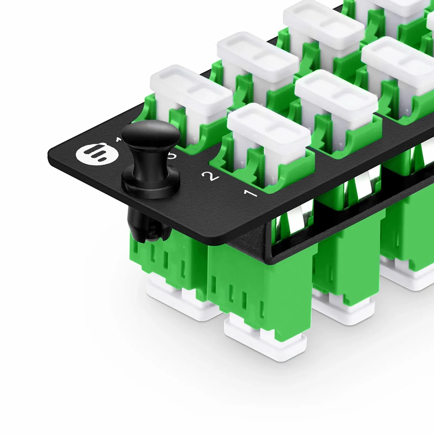 FHD™ Fiber Adapter Panel, 24 Fibers OS2 Single Mode, 12 x LC APC Duplex (Green) Adapter, Ceramic Sleeve