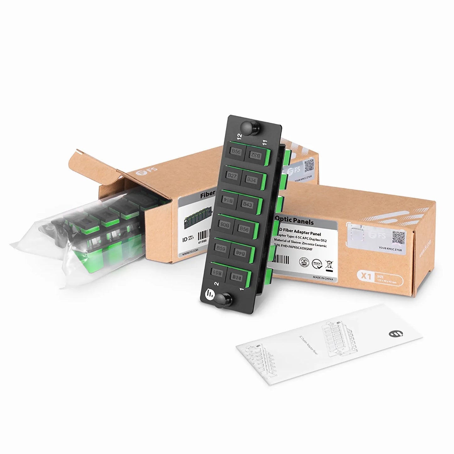 FHD™ Fiber Adapter Panel, 12 Fibers OS2 Single Mode, 6 x SC APC Duplex (Green) Adapter, Ceramic Sleeve
