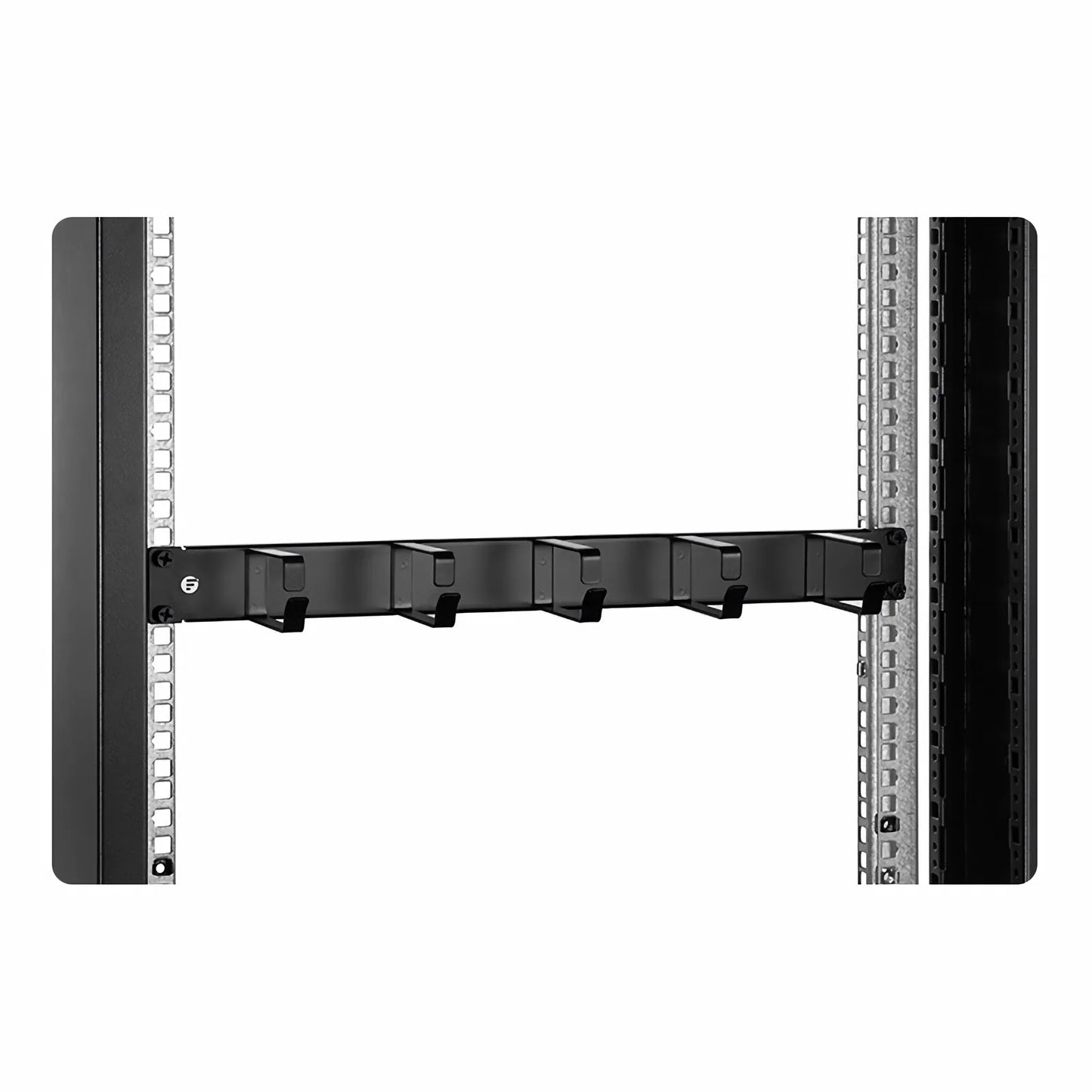Horizontal Single Sided Manager, 1RU, 5 D-Rings, 3.46 in. Depth