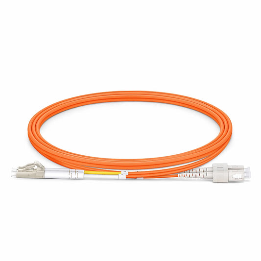 1m (3ft) Fiber Patch Cable, 2 Fibers, G.651, LC UPC Duplex to SC UPC Duplex, Multimode (OM1), Riser (OFNR), 2.0mm, Tight-Buffered, Orange