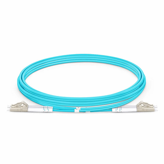 2m (7ft) Armored Fiber Patch Cable, 2 Fibers, LC UPC Duplex to LC UPC Duplex, Multimode (OM4), Riser (OFCR), 3.0mm, Aqua
