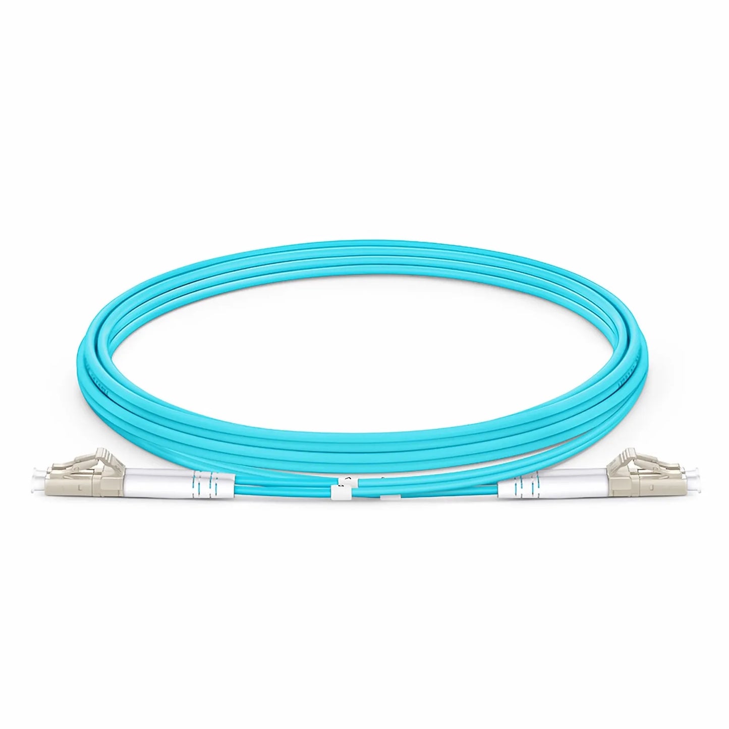 2m (7ft) Armored Fiber Patch Cable, 2 Fibers, LC UPC Duplex to LC UPC Duplex, Multimode (OM4), Riser (OFCR), 3.0mm, Aqua