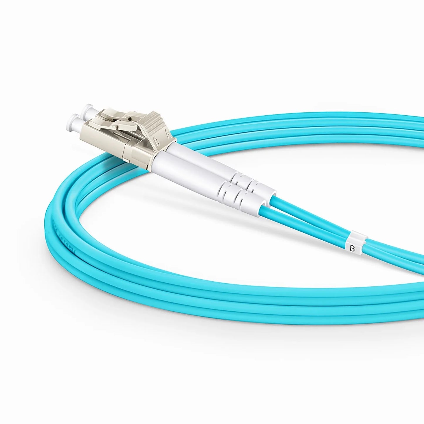 2m (7ft) Armored Fiber Patch Cable, 2 Fibers, LC UPC Duplex to LC UPC Duplex, Multimode (OM4), Riser (OFCR), 3.0mm, Aqua