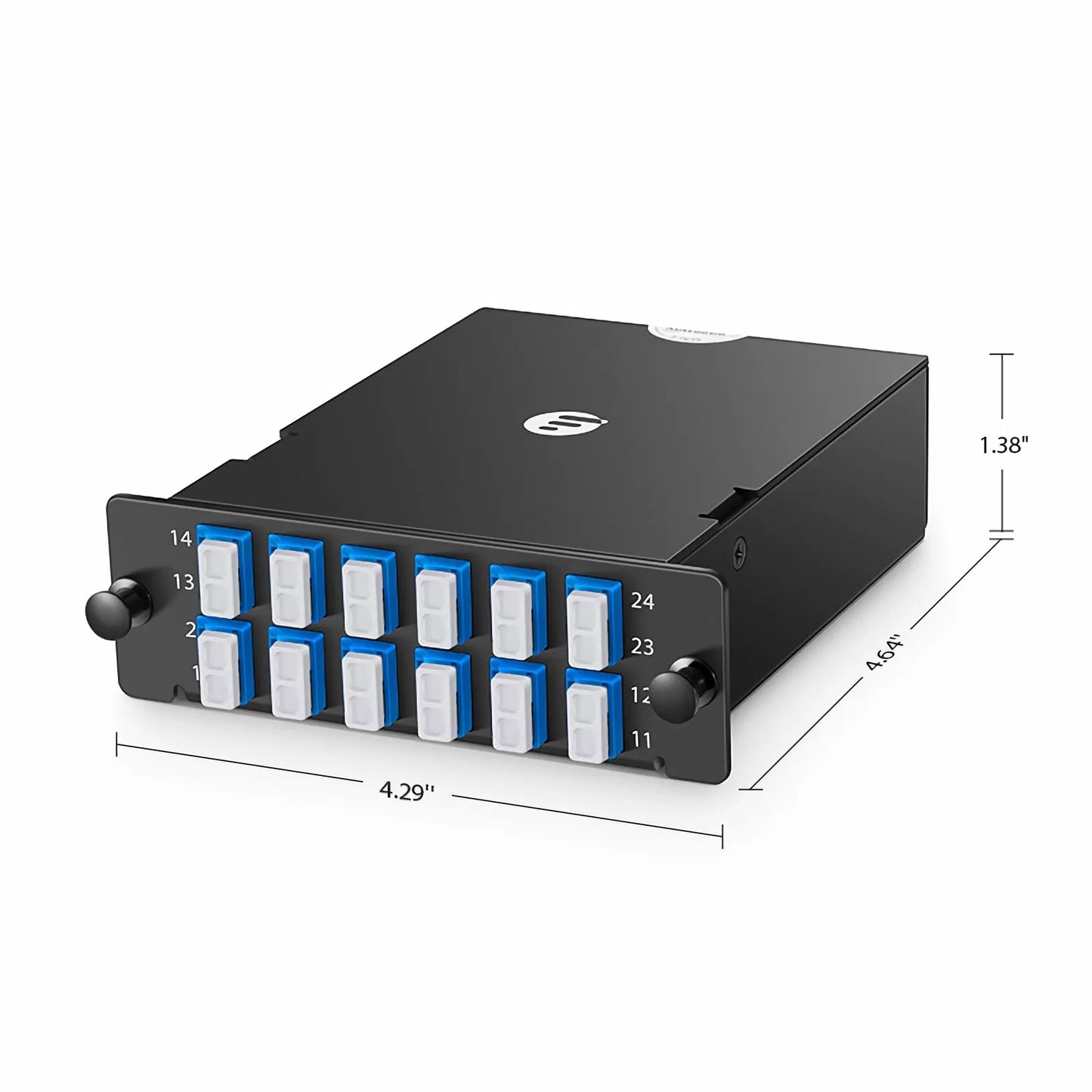 FHD™ MTP®-LC Cassette, OS2 Single Mode, Type A, 24 Fibers, MTP®-24 (Male) to 12 x LC Duplex (Blue), 0.35dB Max.