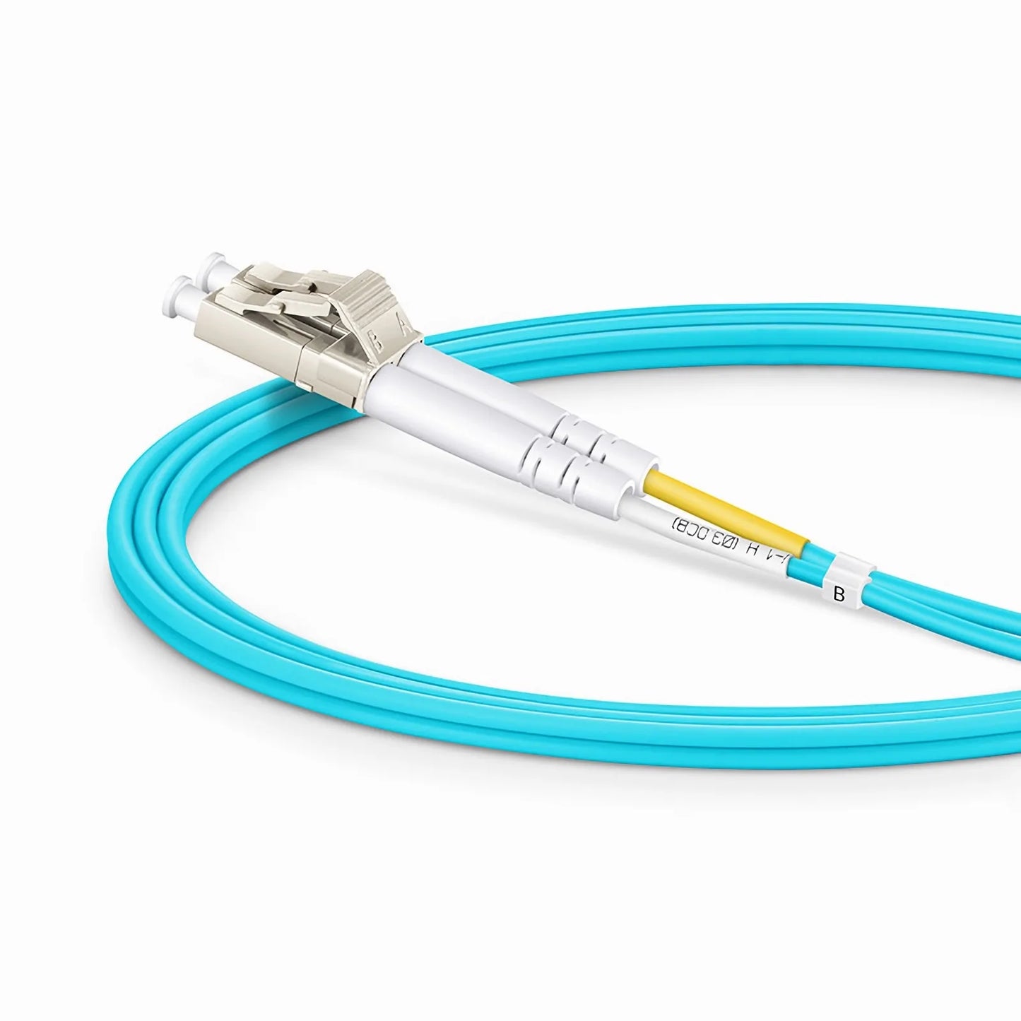 3m (10ft) Fiber Patch Cable, 2 Fibers, LC UPC Duplex to LC UPC Duplex, Multimode (OM3), Riser (OFNR), 2.0mm, Tight-Buffered, Aqua, 10 Pcs/Pack