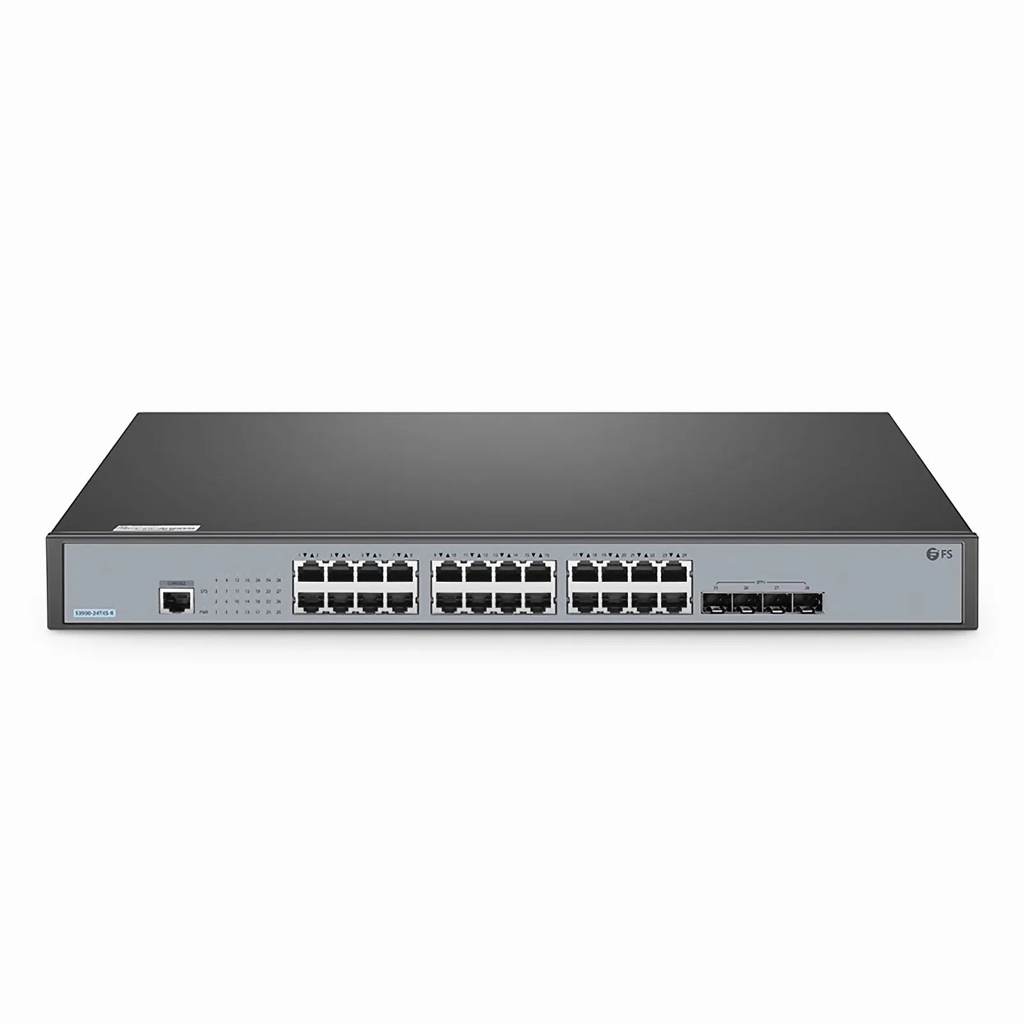 S3900-24T4S-R, 24-Port Gigabit Ethernet L2+ Switch, 24 x Gigabit RJ45, with 4 x 10Gb SFP+ Uplinks, Stackable Switch, Fanless, Support ETL Certification
