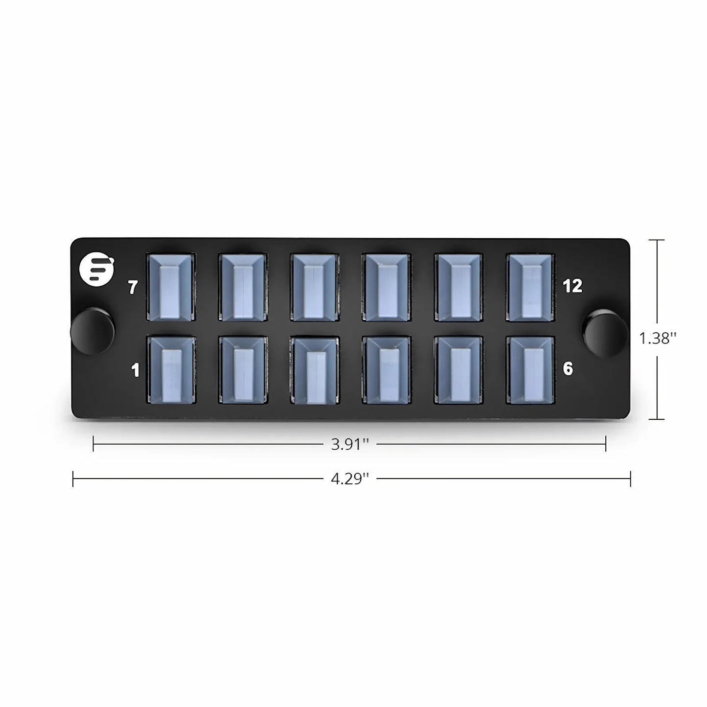 FHD™ Fiber Adapter Panel, OS2/OM3/OM4, 12 x MTP®-8/12/24 Key Up to Key Down (Black) Adapter, Type A
