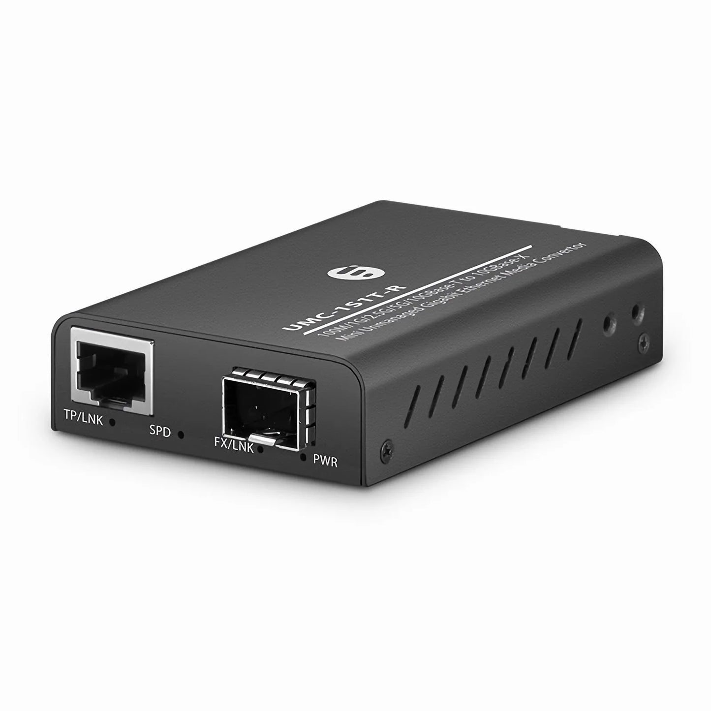 Mini Unmanaged 1x 100M/1G/2.5G/5G/10GBase-T RJ45 to 1x 10GBase-X SFP+ 10Gigabit Ethernet Media Converter, European Plug Standard