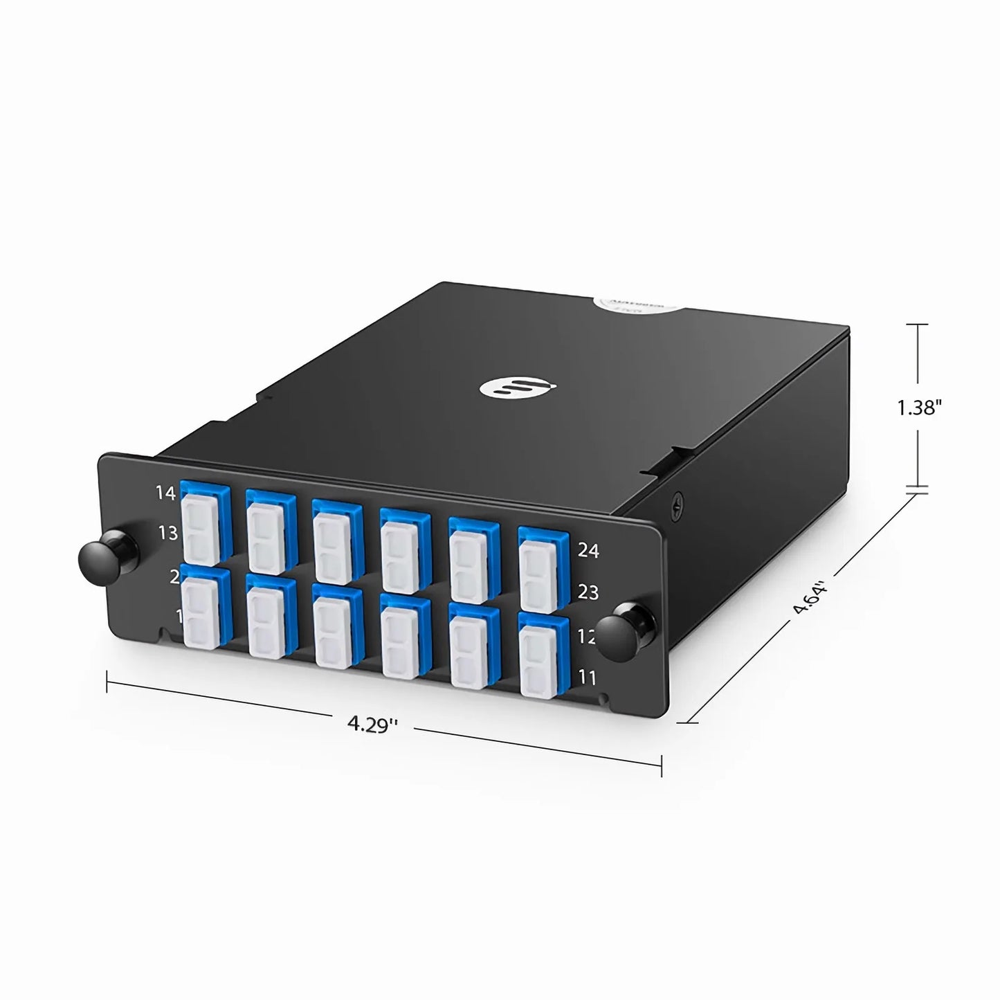 FHD™ MTP®-LC Cassette, OS2 Single Mode, Type AF, 24 Fibers, MTP®-24 (Male) to 12 x LC Duplex (Blue), 0.35dB Max.