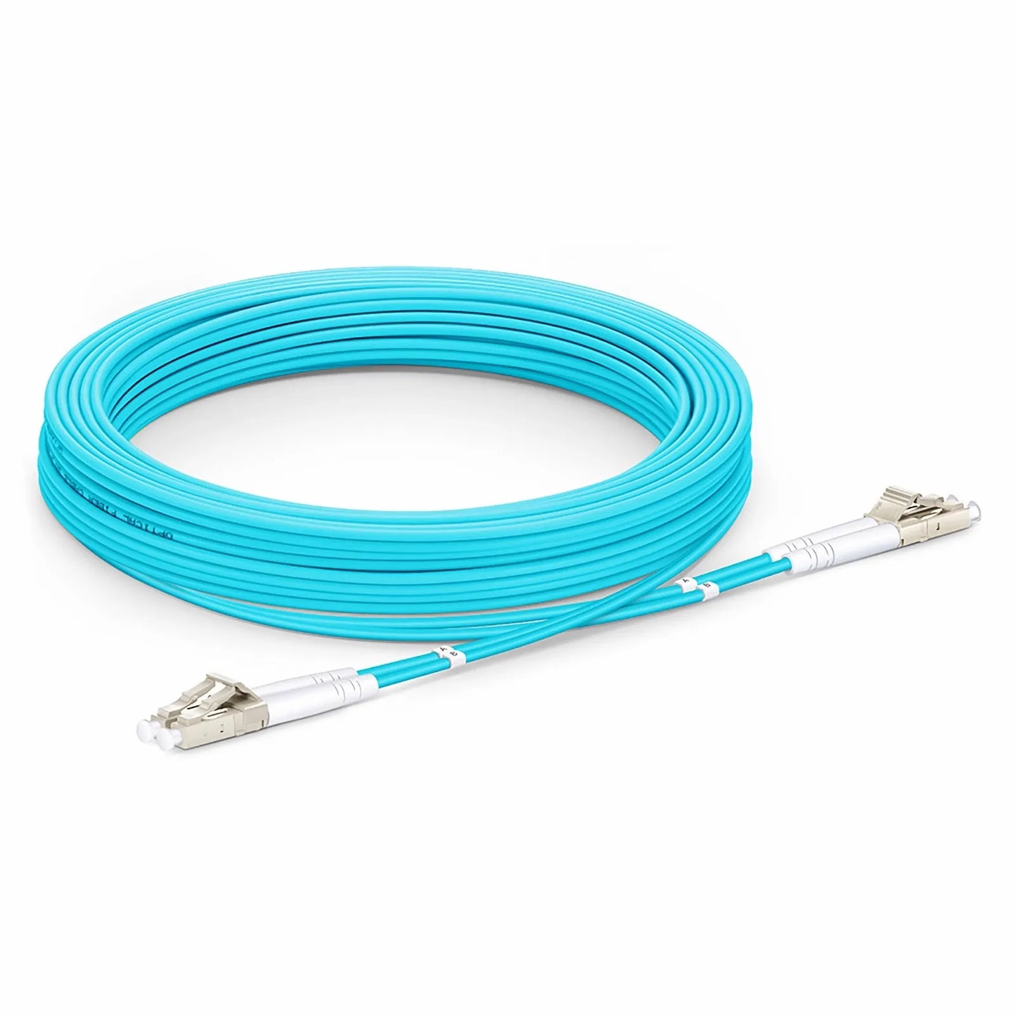 10m (33ft) Armored Fiber Patch Cable, 2 Fibers, LC UPC Duplex to LC UPC Duplex, Multimode (OM3), Riser (OFCR), 3.0mm, Aqua