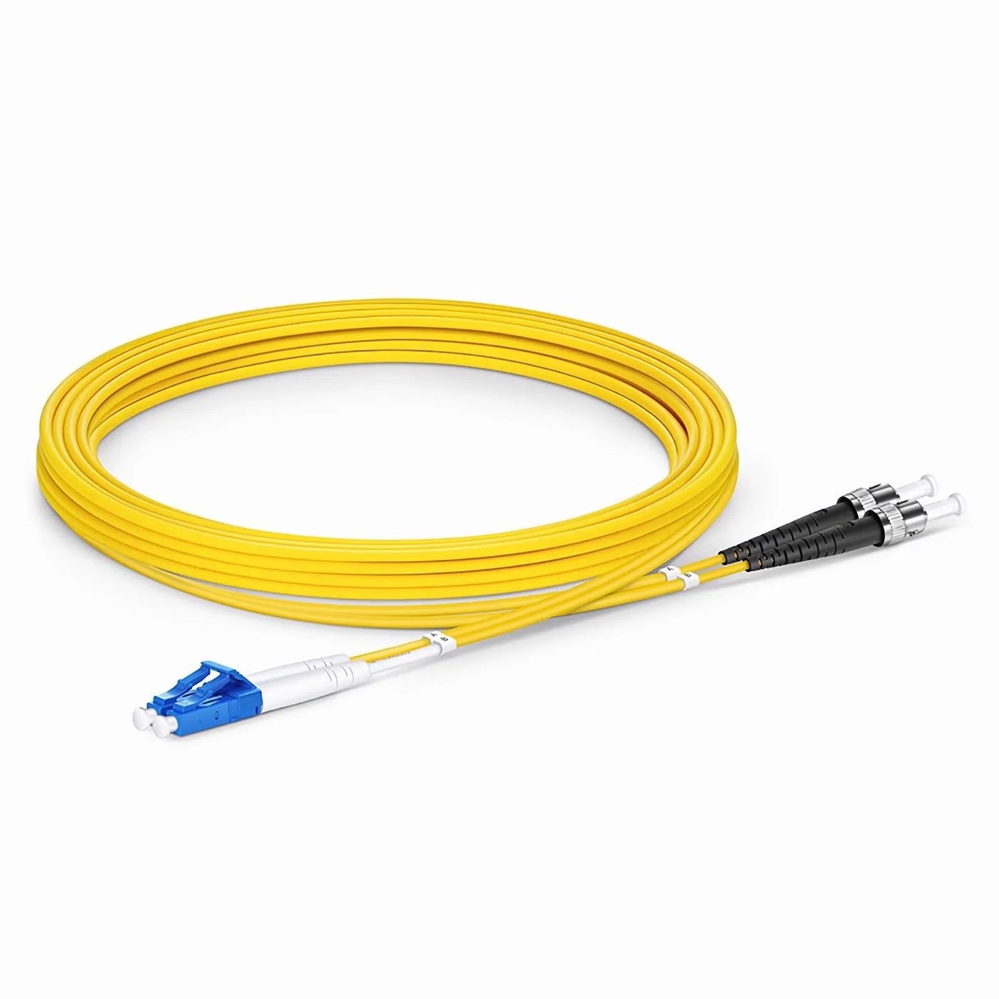 3m (10ft) Fiber Patch Cable, 2 Fibers, LC UPC Duplex to ST UPC, Single Mode (OS2), Riser (OFNR), 2.0mm, Tight-Buffered, Yellow