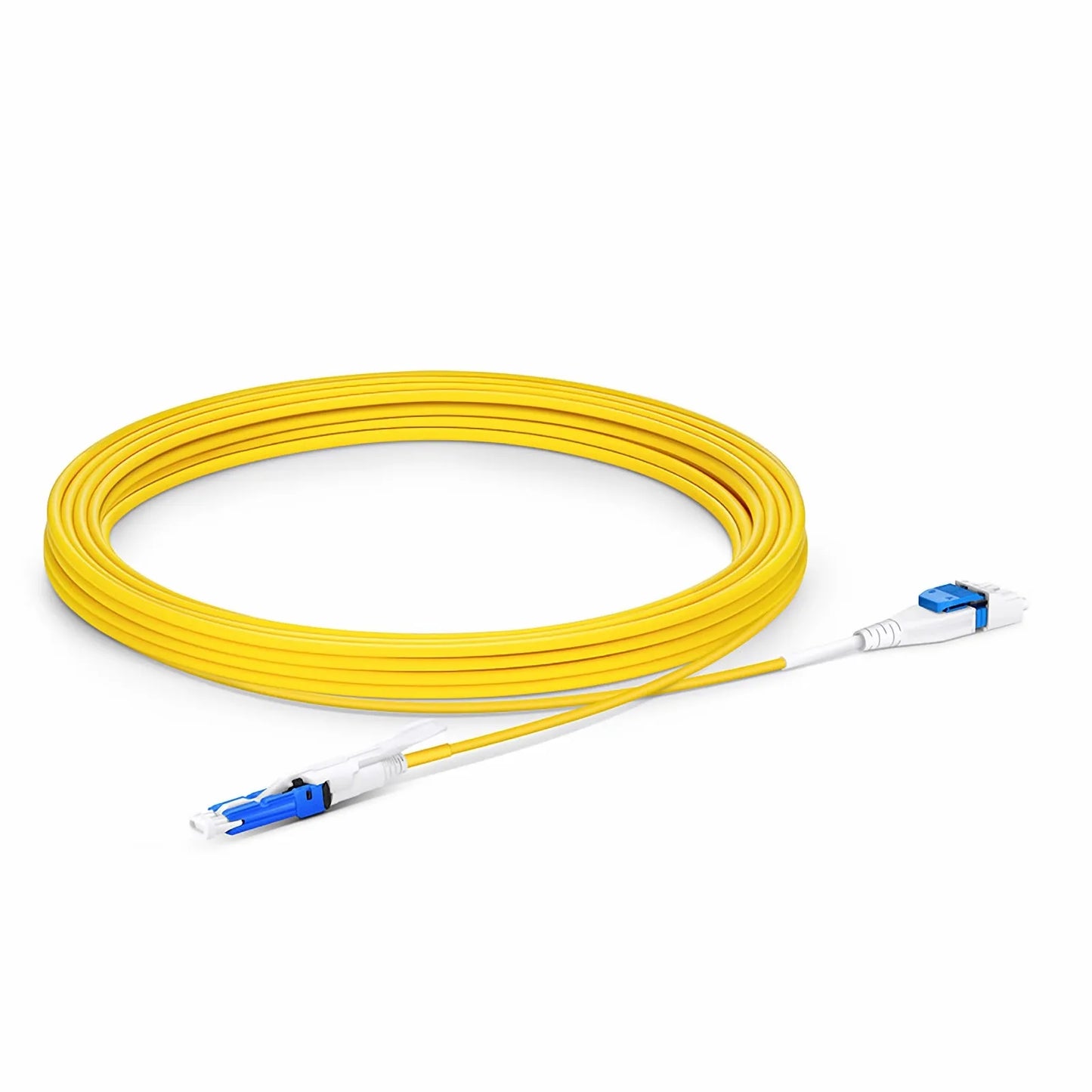 5m (16ft) Fiber Patch Cable, 2 Fibers, CS™ UPC Duplex to LC UPC Duplex Flat Clip Uniboot, Single Mode (OS2), Riser (OFNR), 2.0mm, Yellow, for 200/400G Network Connection