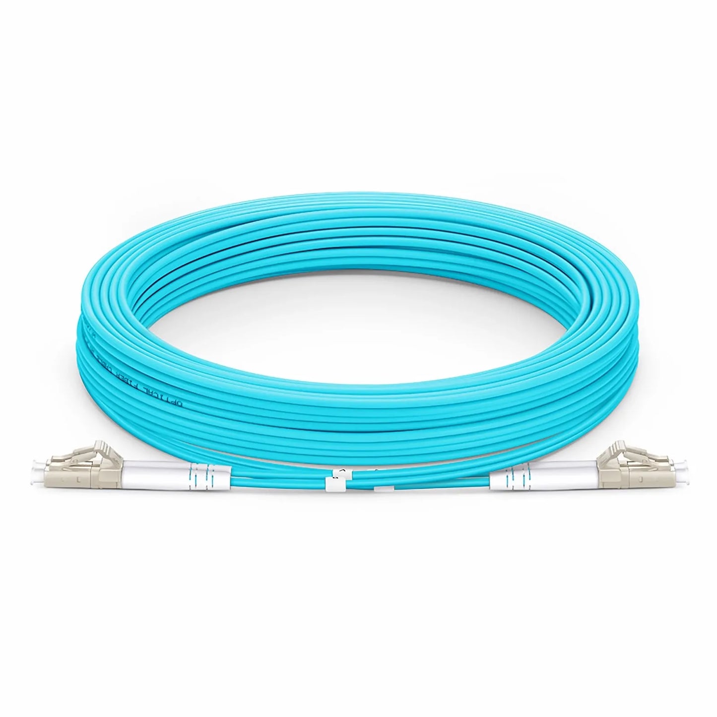 10m (33ft) Armored Fiber Patch Cable, 2 Fibers, LC UPC Duplex to LC UPC Duplex, Multimode (OM3), Riser (OFCR), 3.0mm, Aqua