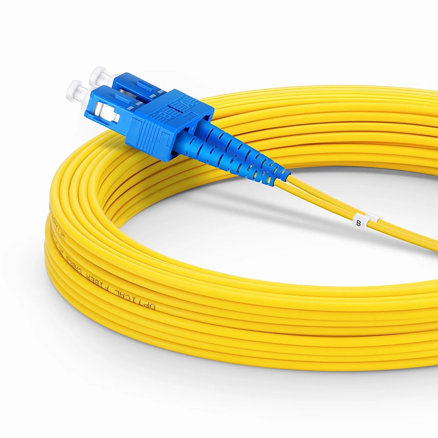 10m (33ft) Fiber Patch Cable, 2 Fibers, SC UPC Duplex to SC UPC Duplex, Single Mode (OS2), Riser (OFNR), 2.0mm, Tight-Buffered, Yellow