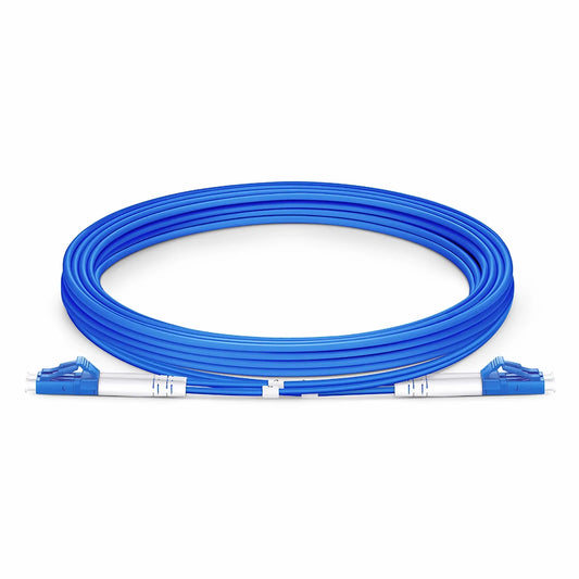 3m (10ft) Armored Fiber Patch Cable, 2 Fibers, LC UPC Duplex to LC UPC Duplex, Single Mode (OS2), Riser (OFCR), 3.0mm, Blue