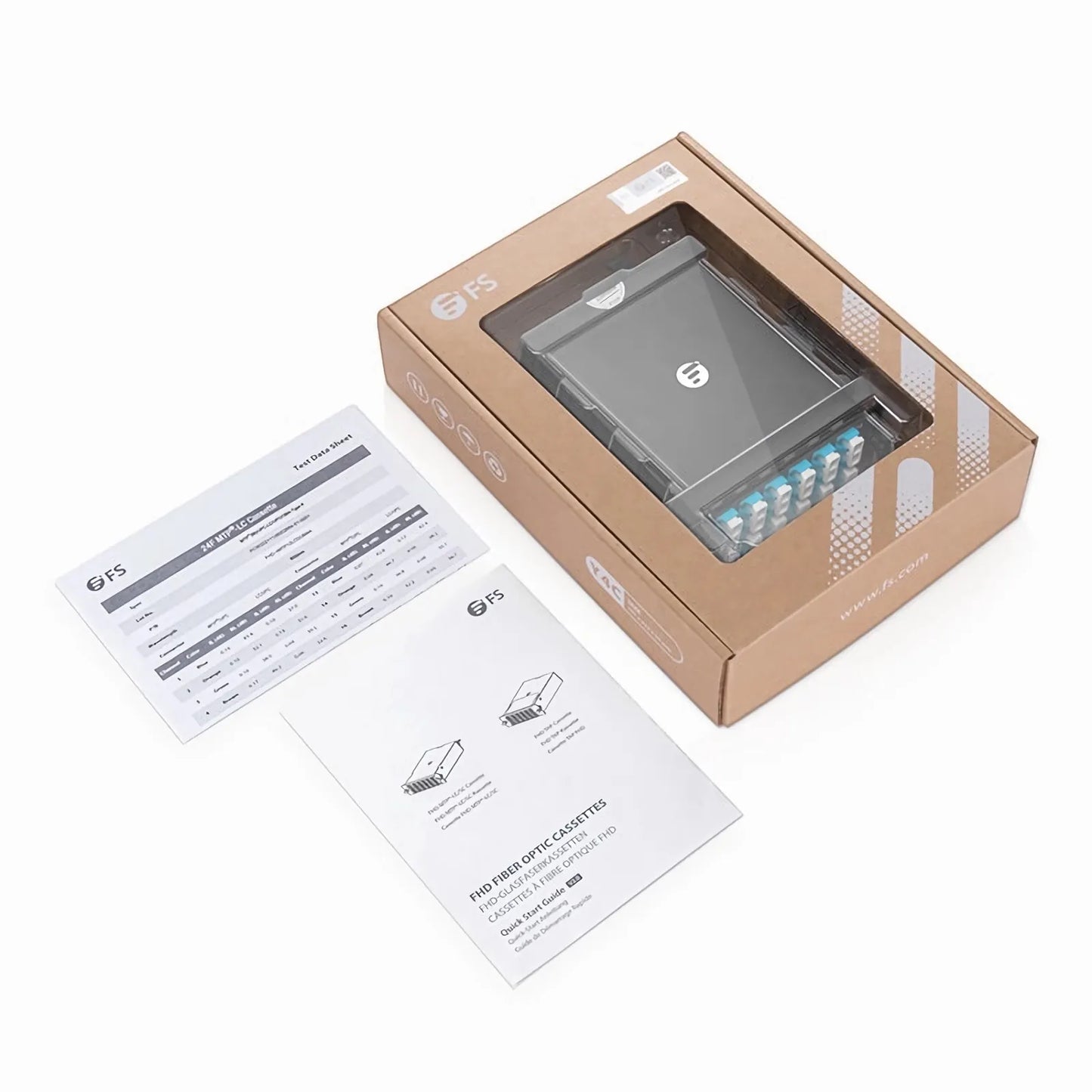 FHD™ MTP®-LC Cassette, OM4 Multimode, Type A, 24 Fibers, MTP®-24 (Male) to 12 x LC Duplex (Aqua), 0.35dB Max.