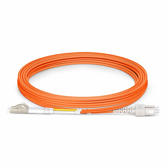 3m (10ft) Fiber Patch Cable, 2 Fibers, LC UPC Duplex to SC UPC Duplex, Multimode (OM2), Riser (OFNR), 2.0mm, Tight-Buffered, Orange