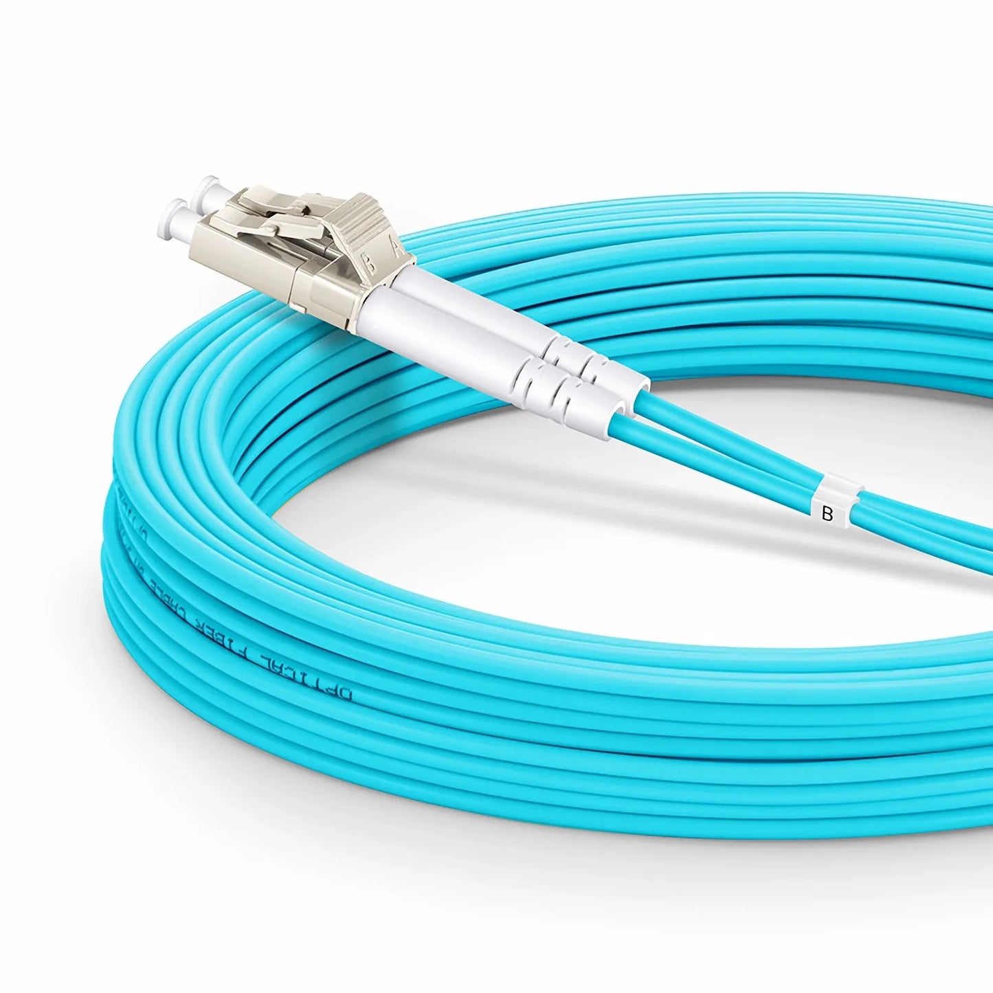 10m (33ft) Armored Fiber Patch Cable, 2 Fibers, LC UPC Duplex to LC UPC Duplex, Multimode (OM4), Riser (OFCR), 3.0mm, Aqua