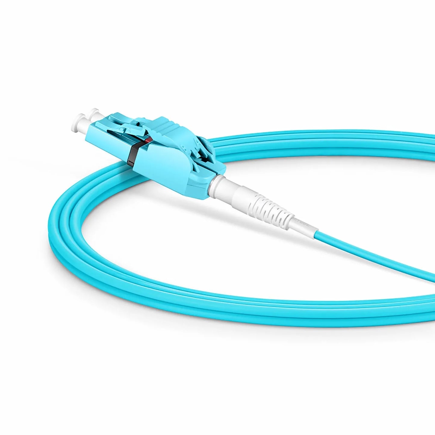 2m (7ft) Fiber Patch Cable, 2 Fibers, LC UPC Duplex to LC UPC Duplex Switchable Clip Uniboot, Multimode (OM4), Riser (OFNR), 2.0mm, Aqua