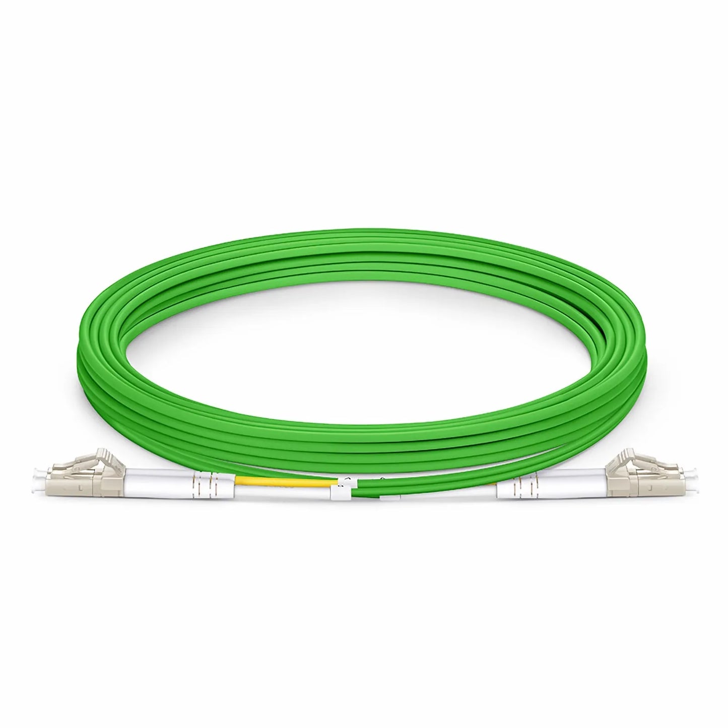 3m (10ft) Fiber Patch Cable, 2 Fibers, LC UPC Duplex to LC UPC Duplex, Multimode (OM5), Riser (OFNR), 2.0mm, Tight-Buffered, Lime Green