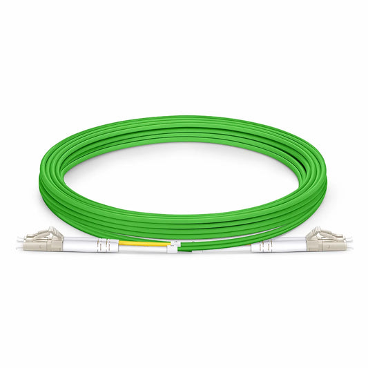 3m (10ft) Fiber Patch Cable, 2 Fibers, LC UPC Duplex to LC UPC Duplex, Multimode (OM5), Riser (OFNR), 2.0mm, Tight-Buffered, Lime Green