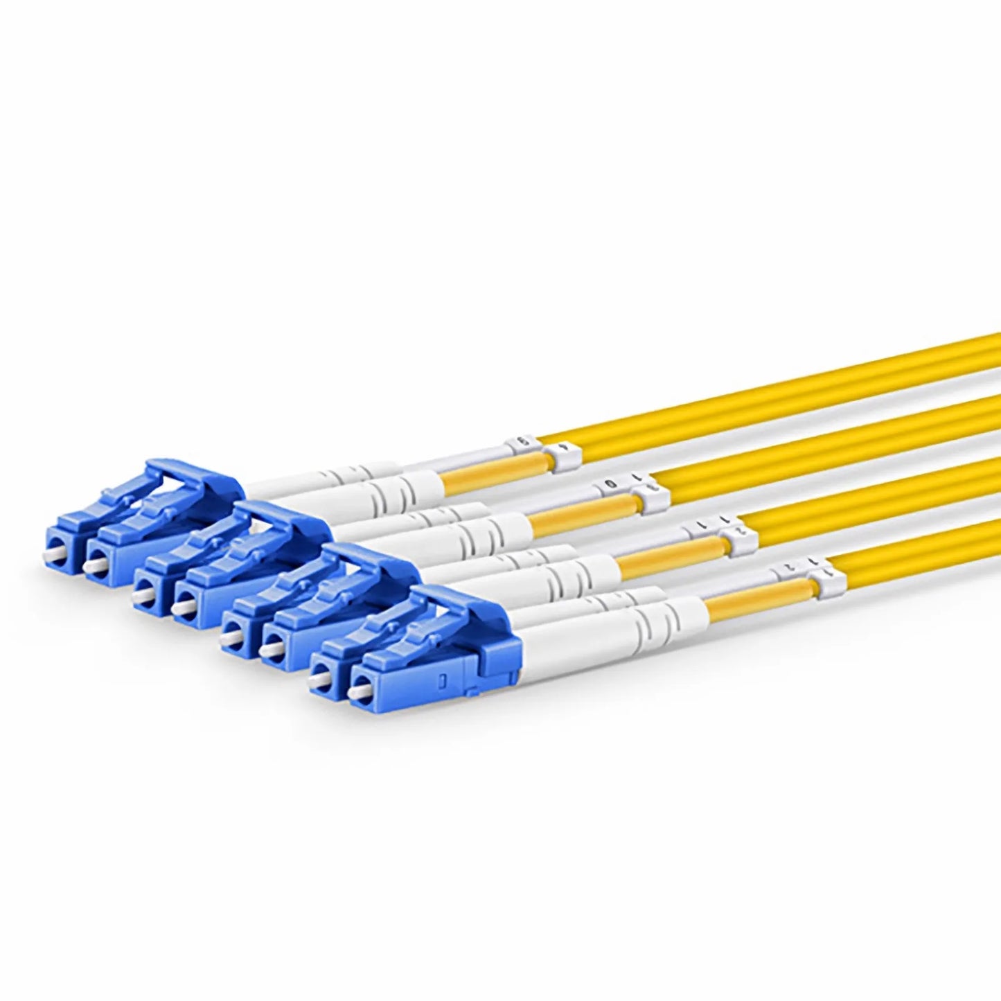 1m (3ft) MTP® Harness, MTP®-8 APC (Female) to 4 x LC UPC Duplex, 8 Fibers, Single Mode (OS2), Plenum (OFNP), 0.35dB Max, Type B, Yellow