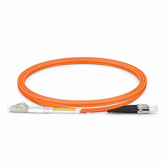 1m (3ft) Fiber Patch Cable, 2 Fibers, LC UPC Duplex to ST UPC, Multimode (OM2), Riser (OFNR), 2.0mm, Tight-Buffered, Orange