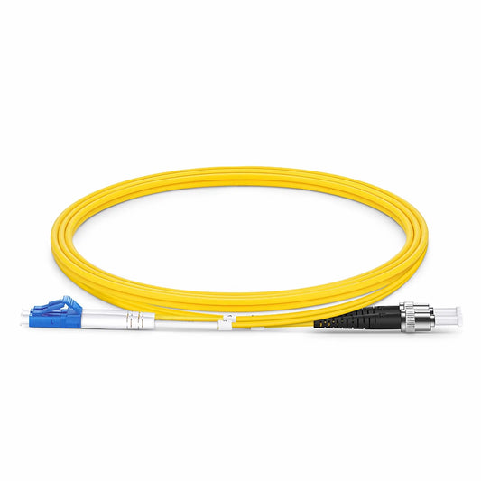 1m (3ft) Fiber Patch Cable, 2 Fibers, LC UPC Duplex to ST UPC, Single Mode (OS2), Riser (OFNR), 2.0mm, Tight-Buffered, Yellow
