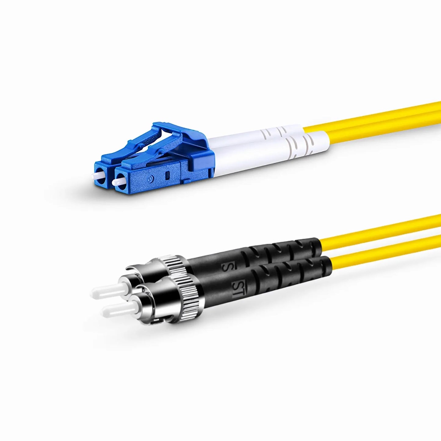 1m (3ft) Fiber Patch Cable, 2 Fibers, LC UPC Duplex to ST UPC, Single Mode (OS2), Riser (OFNR), 2.0mm, Tight-Buffered, Yellow